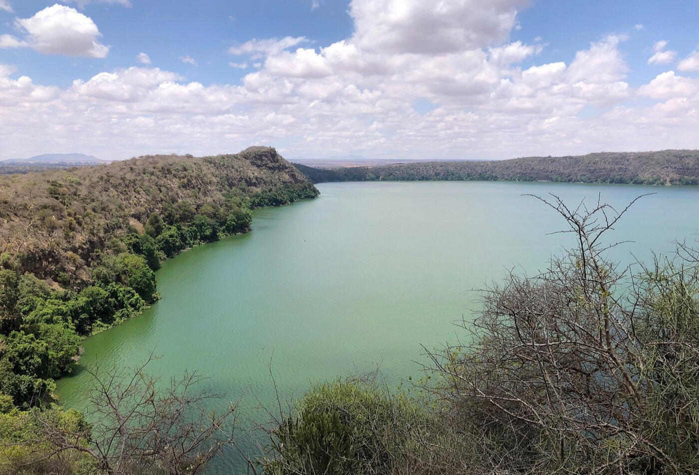 Lake Chala Crater Lake Near Mount Kilimanjaro, Tanzania Scenic view of Lake Chala, a hidden crater lake near Mount Kilimanjaro, during a nature and adventure tour in Tanzania